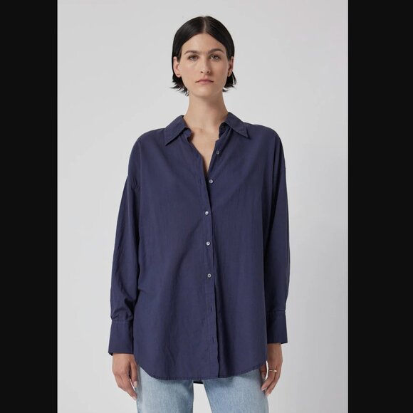 Velvet by Graham & Spencer Jenny Graham Redondo Button-Up Shirt Navy Blue Sz. M - Picture 1 of 8